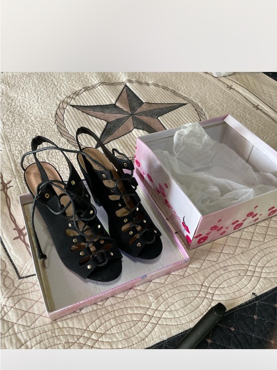 Shoes - Black Lace-Up High Heel Sandals - Women